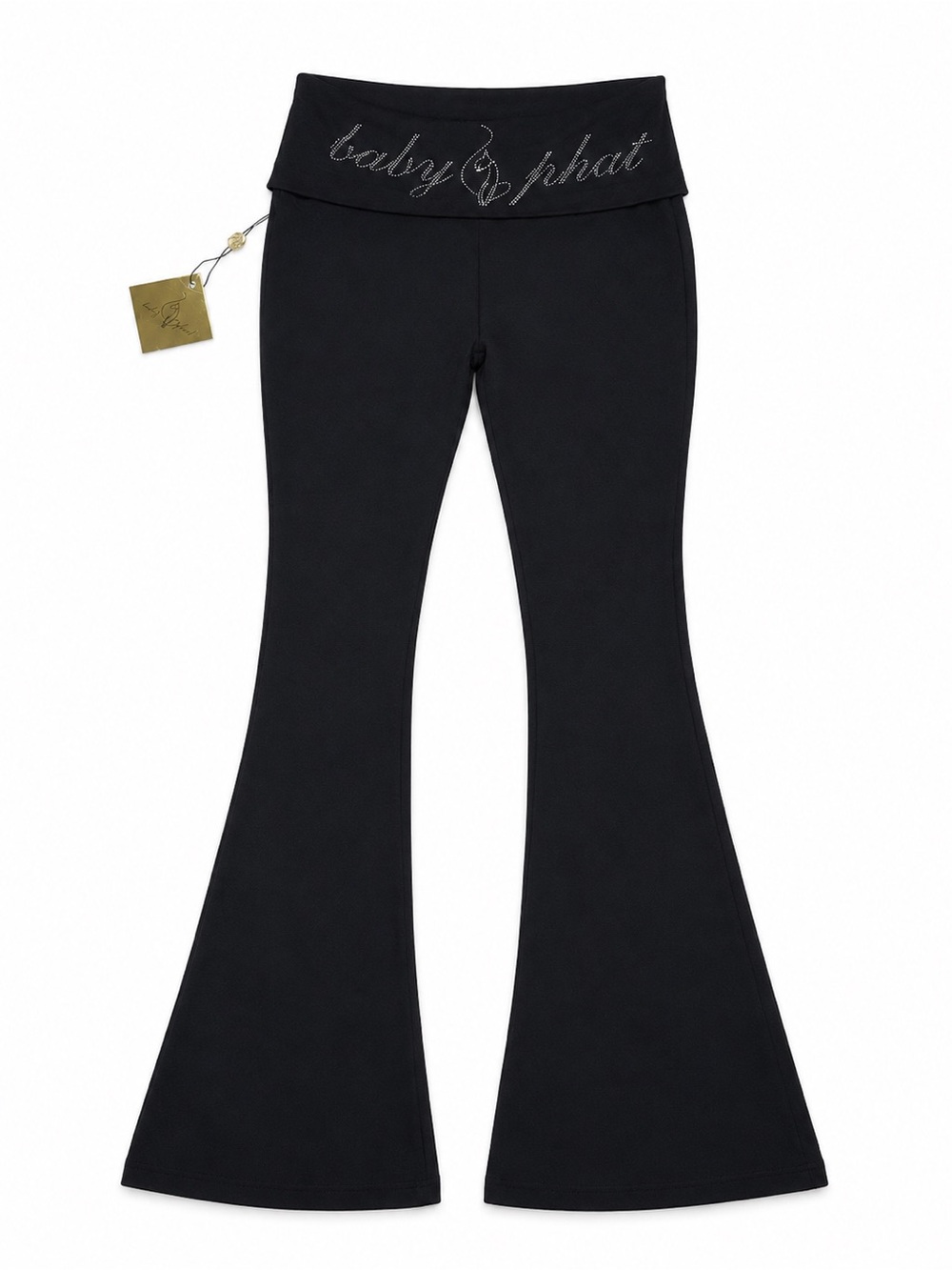 Baby Phat Black Fold-Over Waist Flare Pants